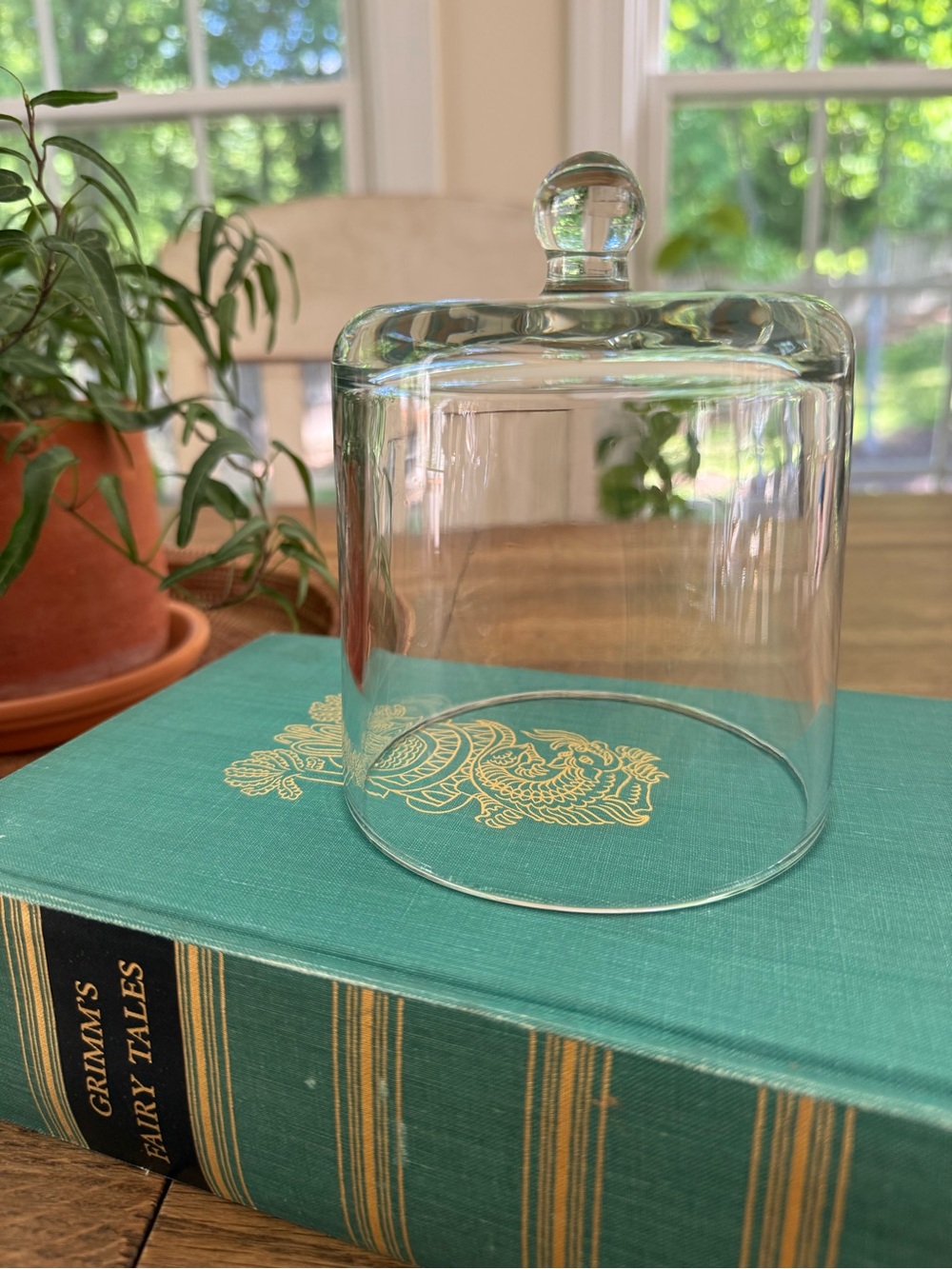 Vintage Blown Glass Cloche with Knob Top - Simple Display Dome